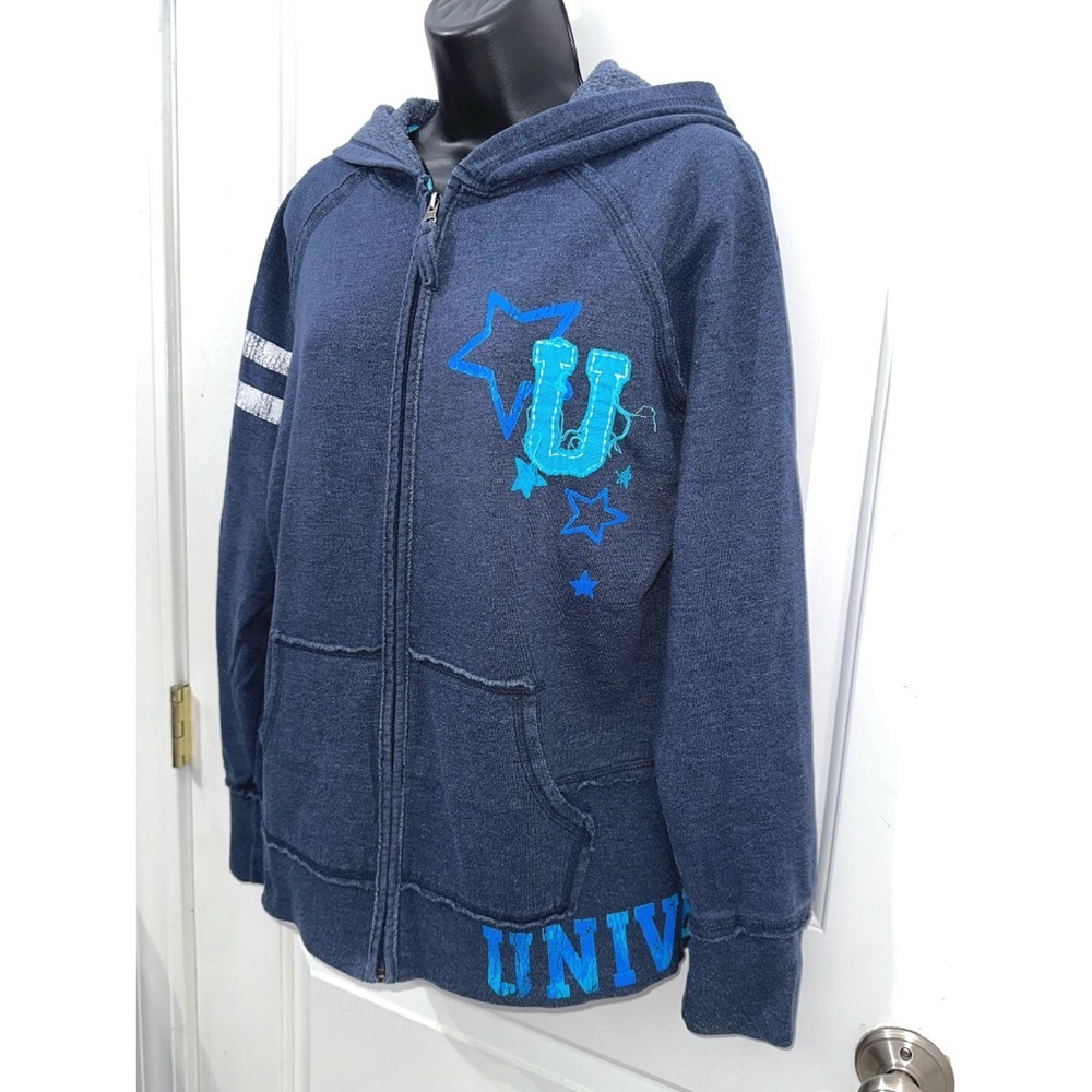 Vanity Vintage Y2K Blue University Full Zip Hooded Sweatshirt - Picture 2 of 4